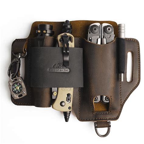 Topstache EDC Multitool Sheath for Belt,Leather Belt Pouch for Work and ...