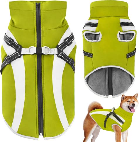 Oslueidy Waterproof Dog Coat with Harness,Winter Warm Jacket Windproof ...