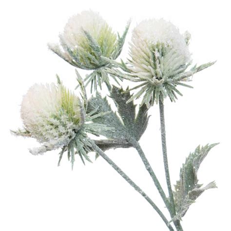 White & Green Snow Thistle Pick 12" | Holiday Florals | At Home