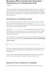 Image result for Business Plan Introduction Example
