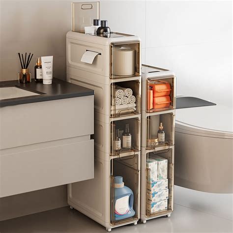 Snapklik.com : WEAFIEO Small Slim Bathroom Storage Floor Cabinet