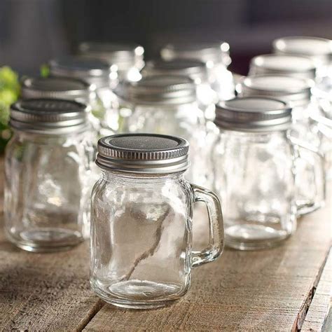 Factory Direct Craft 12 Small Clear Glass Mason Jar Mugs with Lids ...