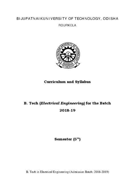 B. Tech Electrical Engg 5th Sem Syllabus - 2018-2019 Batch - Studocu