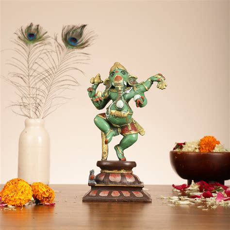 Buy Brass Hand-Painted Dancing Ganesha Statue - 10 Inch - Budhshiv.com