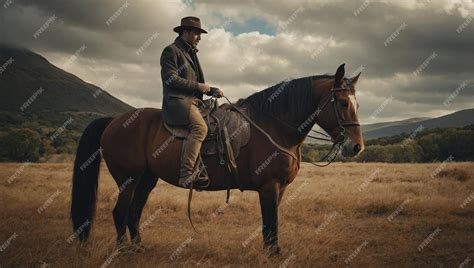 Premium Photo | A man on a horse with a horse in the background
