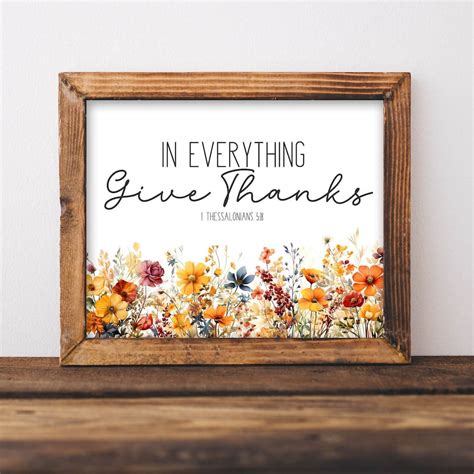 In Everything Give Thanks, Bible Verse Wall Decor, Bible Scripture ...