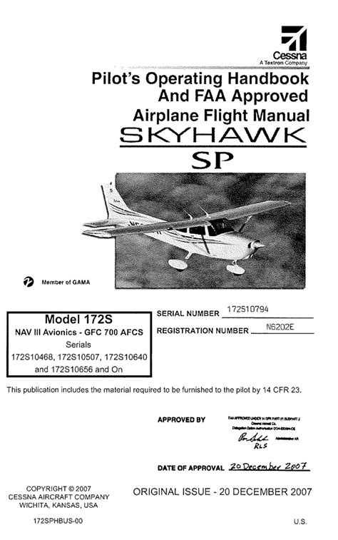 Cessna Skyhawk SP Model 172S Pilot's Operating Handbook ...