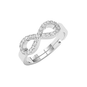 Clara Pure 925 Sterling Silver Zoe Studded Infinity Valentine Finger ...
