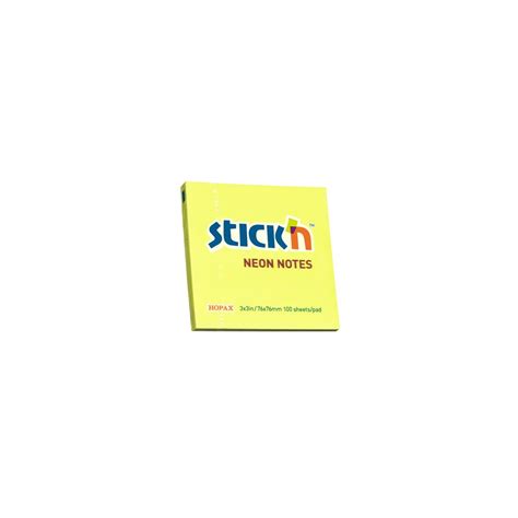 STICK'N 3 x 3" NEON YELLOW STICKY NOTES