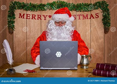 Santa online. stock image. Image of ecommerce, desk, quill - 35717889
