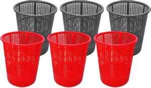 Wonder Plastic Jali 222 Open Dustbin, Set of 6 Pcs, 7 Ltr Dustbin, Grey ...