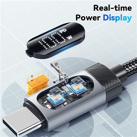 ESSAGER 2m USB C to USB C Cable 100W Digital Display Fast Charging Dat ...