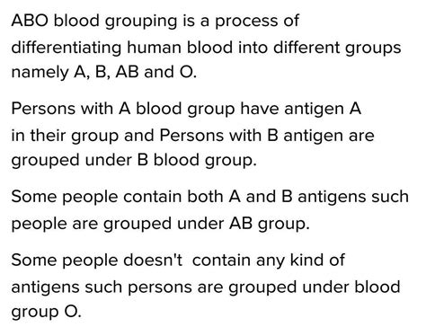give a brief description about ABO blood grouping. - Brainly.in