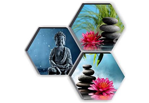 SAF paintings UV Textured Buddha 6MM MDF Hexagon Set of 3 Digital ...