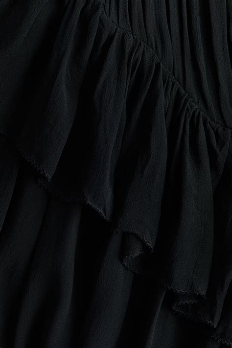 Frill-trimmed chiffon blouse - Black - Ladies | H&M IN