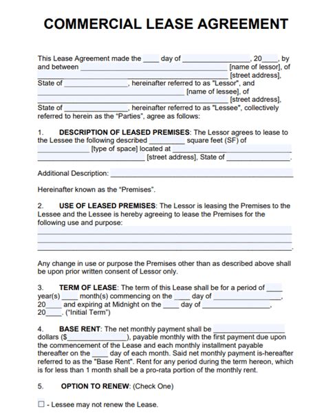 Commercial Lease Agreement Templates | Poster Template