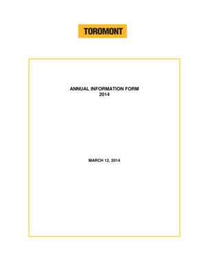 Fillable Online AIF (Annual Information Form) 2014 (pdf) - Toromont ...