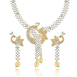 Buy Charms Designer Gold Plated Jewellery Set for Women (White) (NECK ...