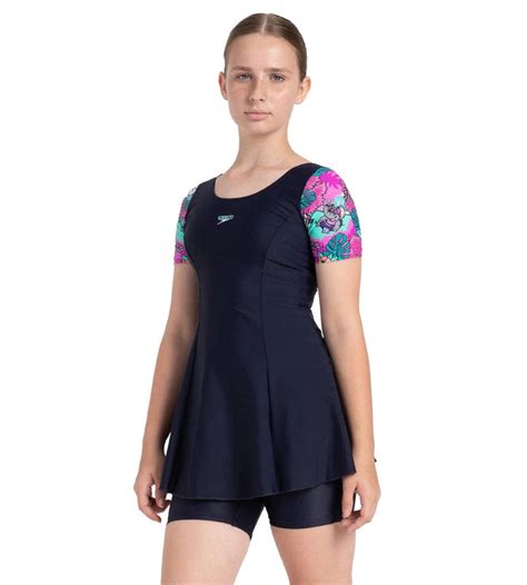 Buy Speedo Girl's Endurance10 Sleeved Closedback Swimdress With Boyleg ...