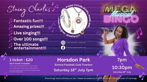 ⭐MEGA⭐ Musical Bingo at Horsdon Park (Tiverton, Devon), Elmore AFC ...