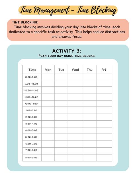 Time Management Worksheet - Etsy