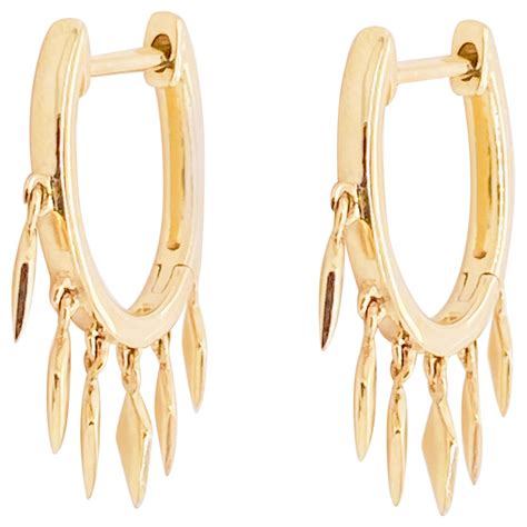 Amethyst Shrimp Earrings Estate 10 Karat Yellow Gold Small Hoops Huggie ...