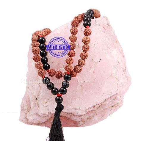 Black Onyx Stone + Rudraksha Mala – Rudra and Sons