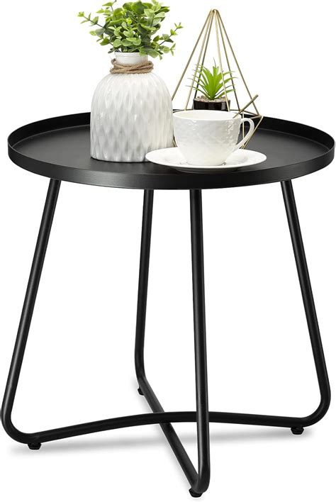 Buy danpinera Outdoor Side Tables, Weather Resistant Steel Patio Side ...