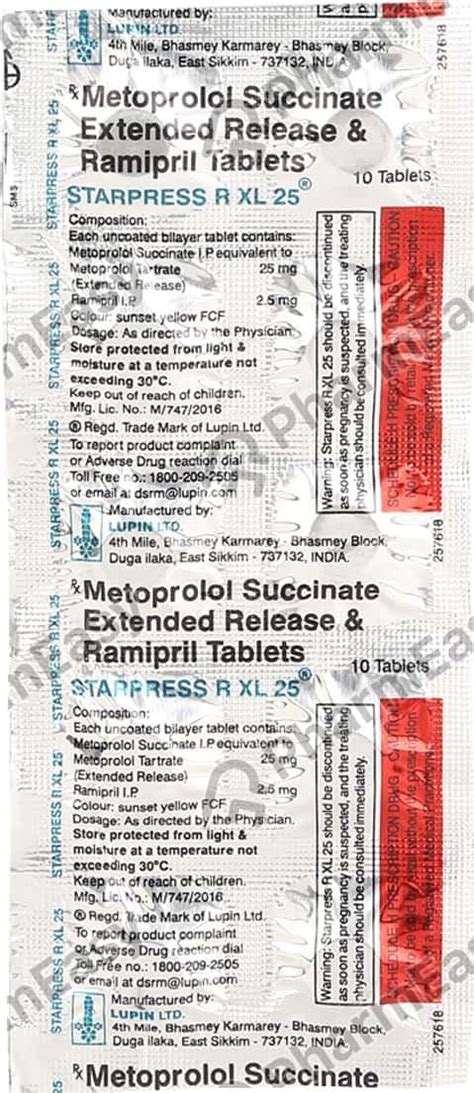 Starpress R Xl 25mg Strip Of 10 Tablets: Uses, Side Effects, Price ...