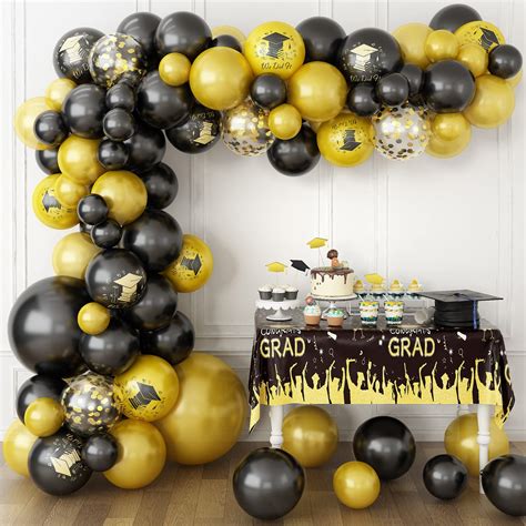 Buy Graduation Balloon Arch Kit, Black Gold Graduation Decoration 2022 ...