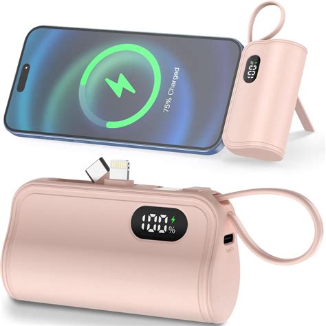 Amazon.com: Mini Power Bank Portable Charger with Built-in Lightning ...