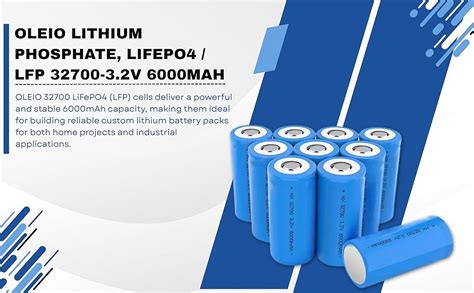 OLEIO Lithium Phosphate, LiFePO4 / LFP 32700-3.2V 6000mAh [ Pack of 20 ...