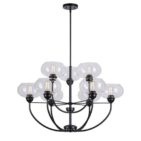 Forte Lighting Cameron 9-Light Matte Black Transitional Chandelier 2732 ...