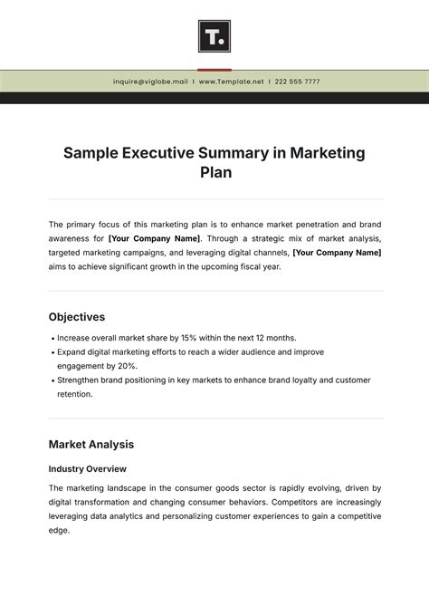 Marketing Plan Summary Example 的图像结果
