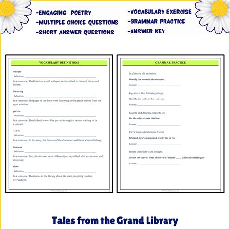 Tales from the Grand Library | Poem Grammar Worksheet Printable Activi ...