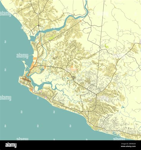 Liberia Tourist Map Monrovia Liberia Stadtplan Im Retro Stil Umriss