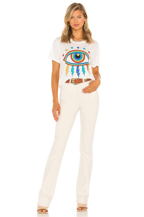 Lauren Moshi Wolf Rainbow Lightning Eye Tee in Milk | REVOLVE