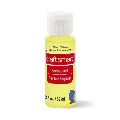 2oz. Acrylic Paint by Craft Smart®, Size: 2 fl oz, Color: Neon Yellow ...