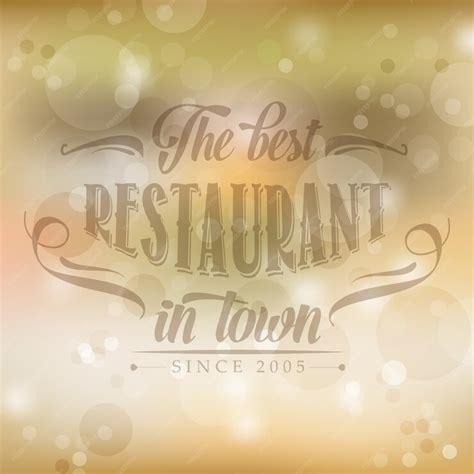 Retro restaurant poster on yellow blurred background | Premium Vector