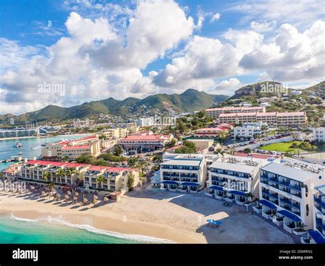 The Caribbean island of St.Maarten landscape and Cityscape. The French ...
