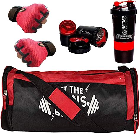 Buy 5 O'CLOCK Sports Combo of Red Leather Gym Bag with Shoe Compartment ...