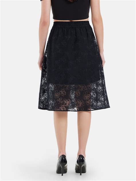 Jacquard Flared Black Mini Skirt | Women's Midi Skirts – KAZO