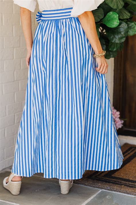 Clear To Me Blue Striped Maxi Skirt – Shop the Mint