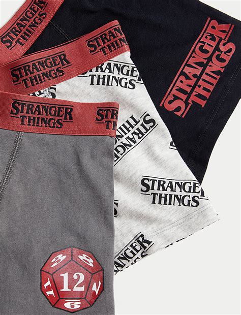 Buy 3pk Cotton with Stretch Stranger Things™ Trunks (5-16 Yrs) at Marks ...