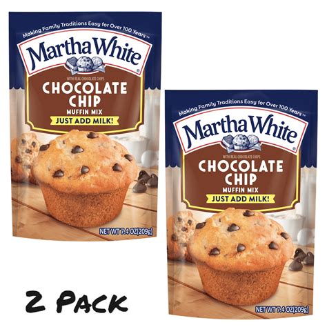 ( 2 Pack ) Martha White Chocolate Chip Muffin Mix, 7.4 Oz Bag - Walmart.com