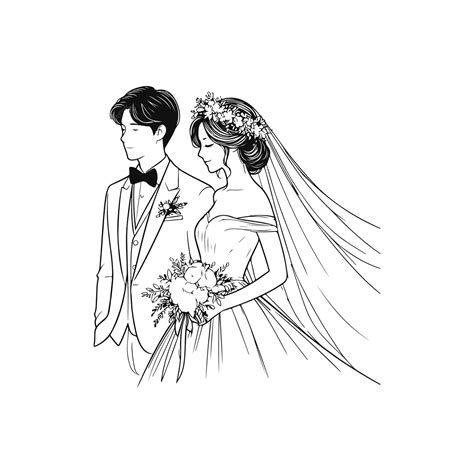 Continuous one line drawing of a wedding couple Vector illustration ...