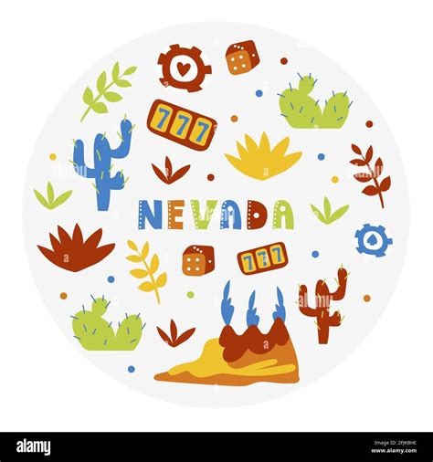 USA collection. Vector illustration of Nevada theme. State Symbols ...