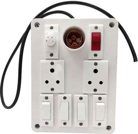Abhinex Extension Board 4 Switch, 2 Socket, Bulb Holder, Indicator, Fan ...