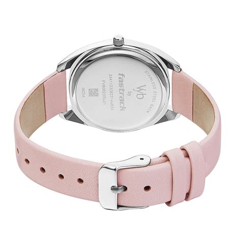 Fastrack Vyb Spotlight Quartz Analog Pink Dial Leather Strap Watch for ...