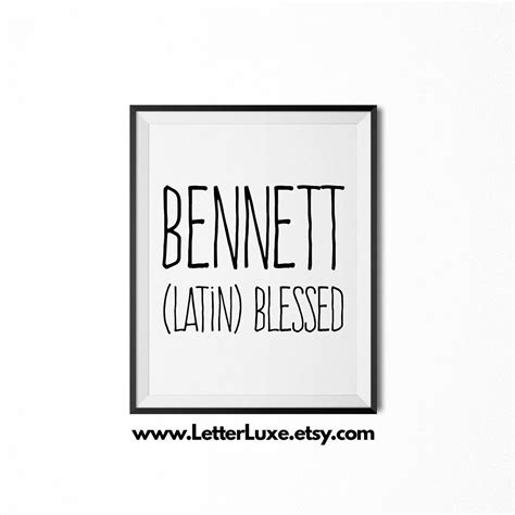 Bennett Name Meaning Art, Bennett Printable Baby Shower Gift, Nursery ...